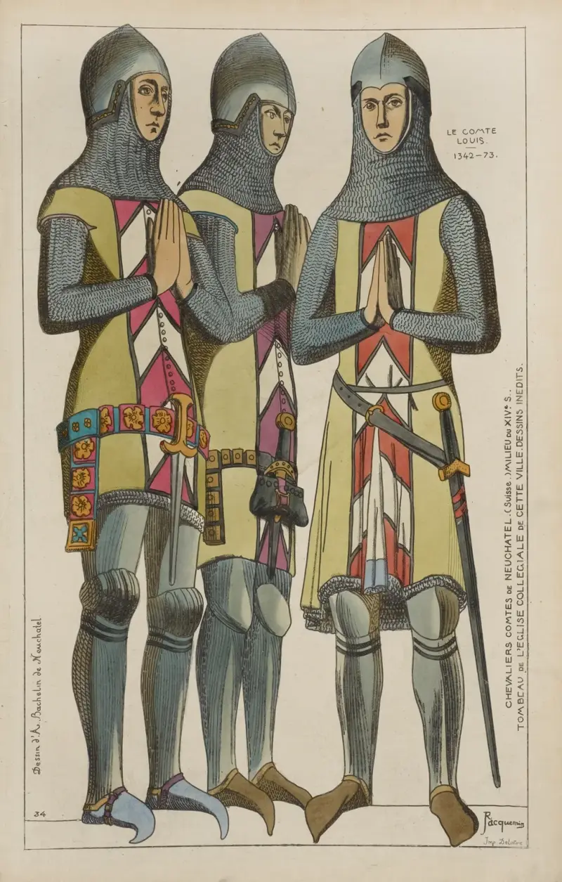 Chevaliers comtes de Neuchatel. (Suisse.) Milieu du XIVe s[iècle.] av Raphaël Jacquemin