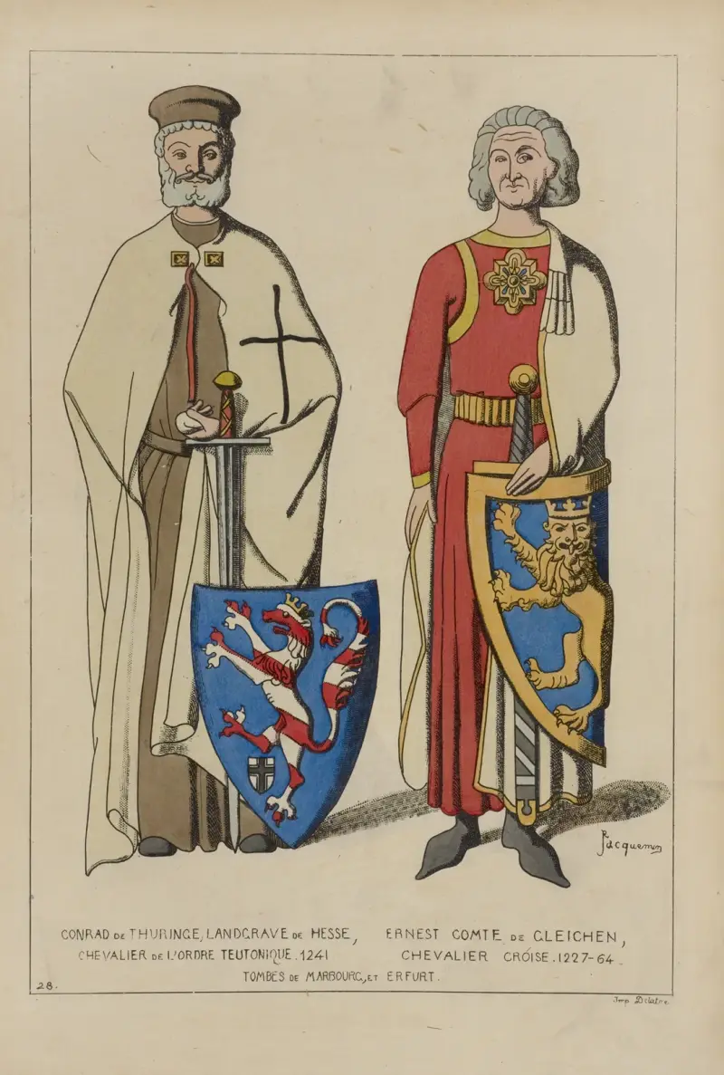 Conrad de Thuringe, landgrave de Hesse, Ernest Comte de Gleichen, chevalier de l’Ordre Teutonique. 1241 av Raphaël Jacquemin