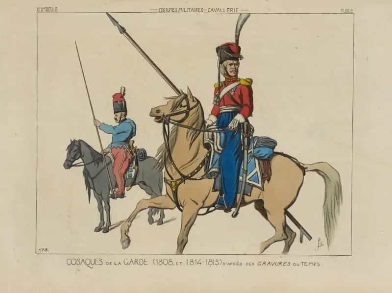 Garde-Kosaken (1808 und 1814–1815) nach zeitgenössischen Stichen von Raphaël Jacquemin