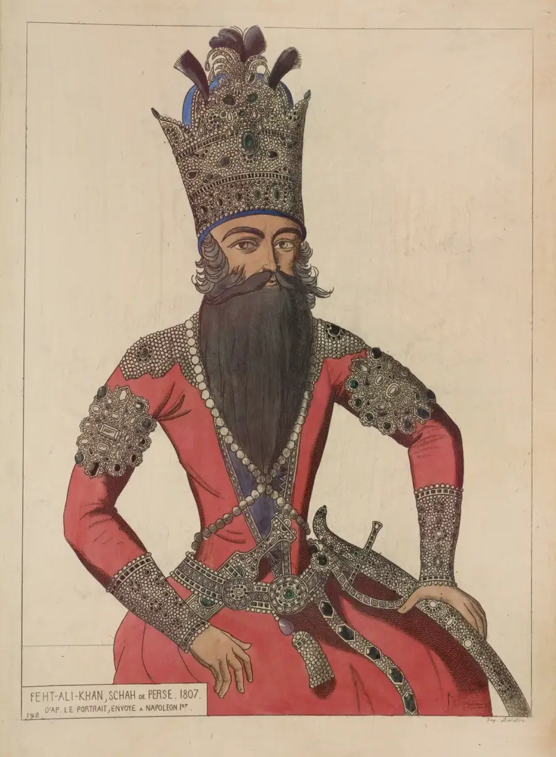 Feht-Ali-Khan, Schah de Perse. 1807. D’ap[rès] le portrait, envoye a Napoleon 1er. av Raphaël Jacquemin