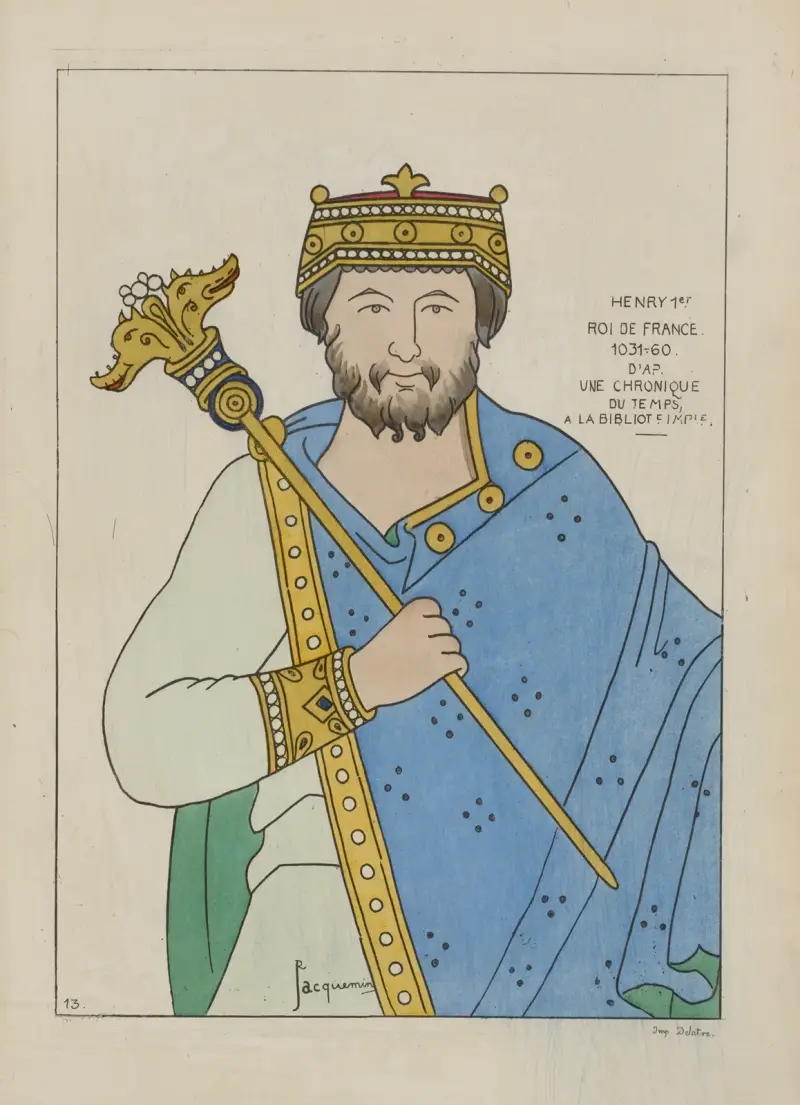 Henrik I, Frankrikes kung, 1031–60. Efter en samtida krönika, i Bibliothèque Impériale av Raphaël Jacquemin
