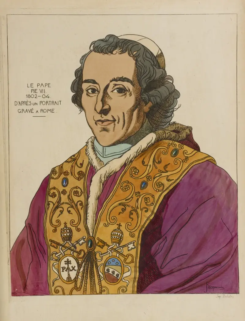 Påven Pius VII, 1802–04. Efter ett porträtt graverat i Rom. av Raphaël Jacquemin