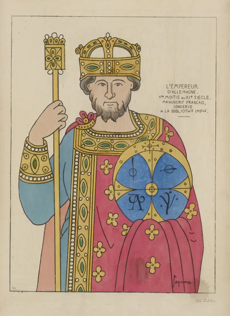 L’Empereur d’Allemagne. 1re moitie du XIe siecle; Manuscrit Francais, conserve a la Biblioth[èque] Imp[ériale] av Raphaël Jacquemin