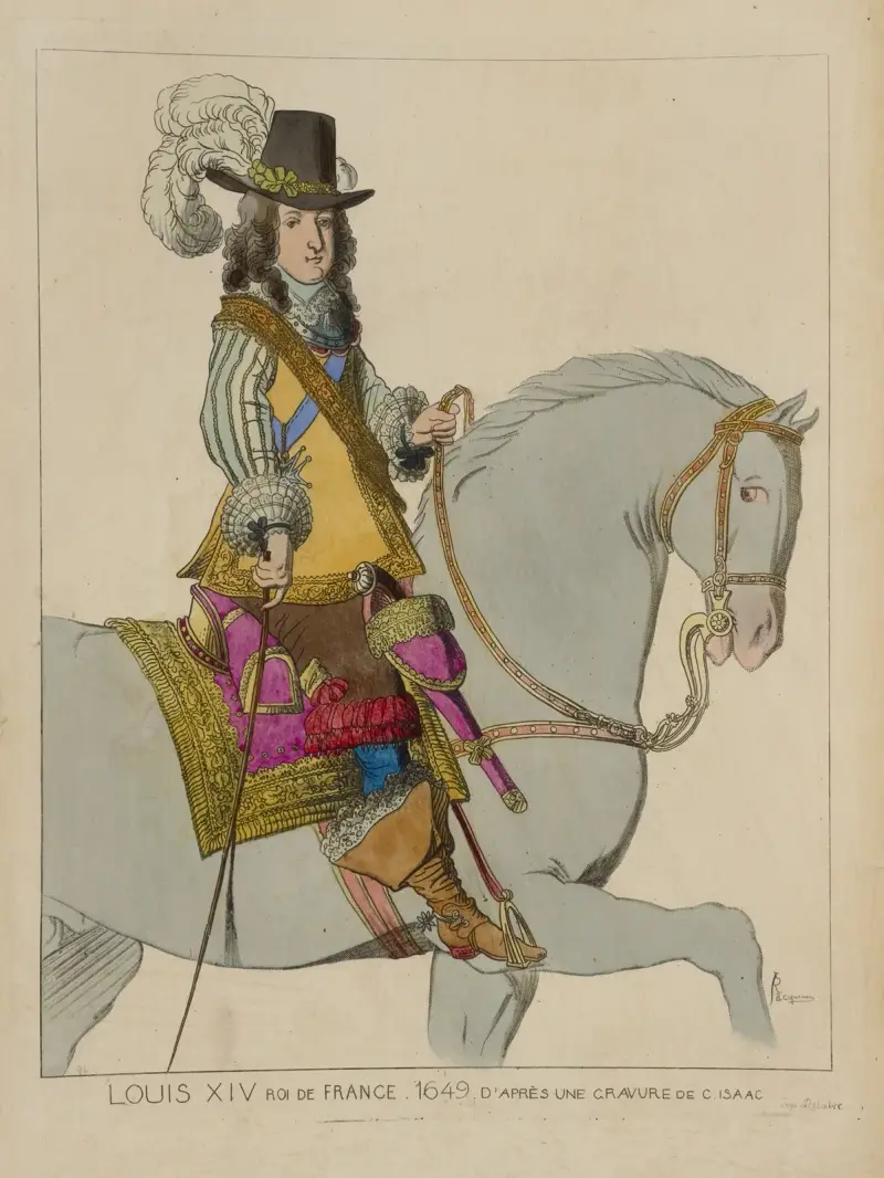 Ludvig XIV kung av Frankrike. 1649. Efter ett gravyr av C. Isaac. av Raphaël Jacquemin