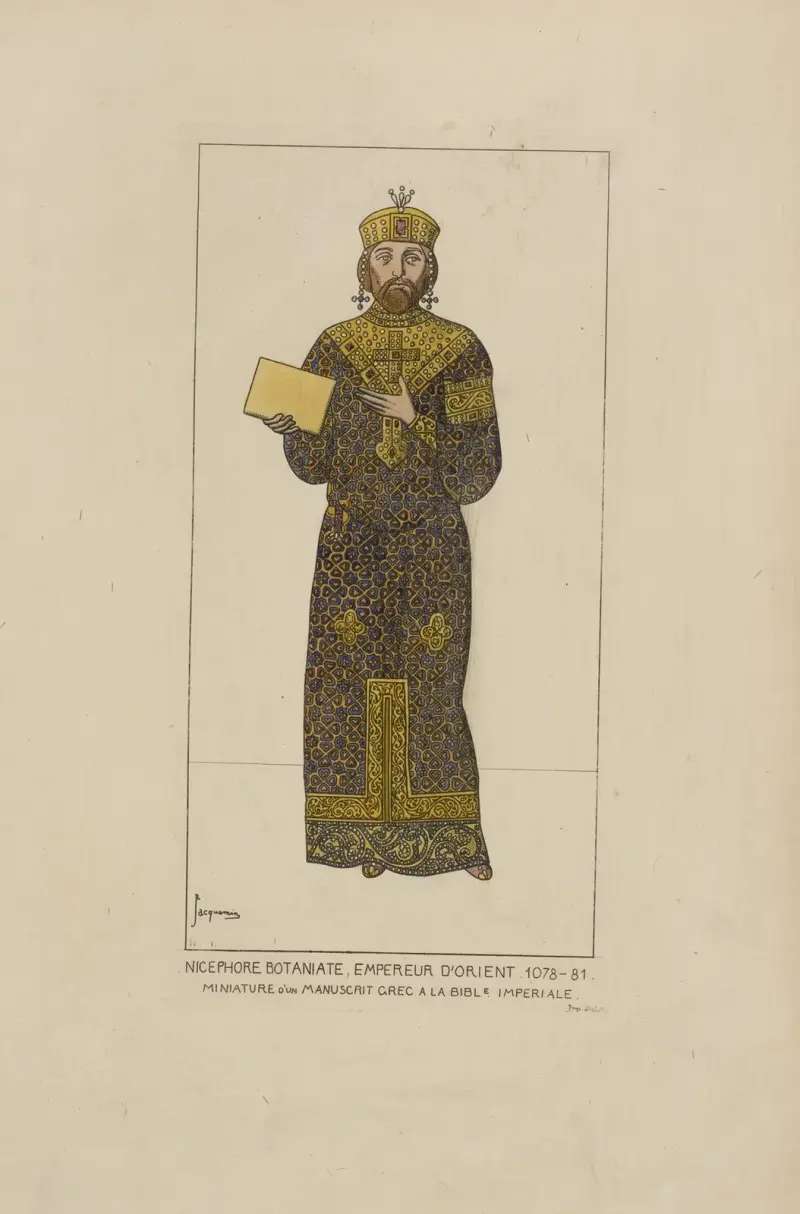 Nikephoros Botaneiates, Kaiser des Ostens 1078–81. Miniatur aus einer griechischen Handschrift zur Kaiserbibel von Raphaël Jacquemin