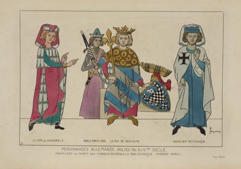 Personnages Allemands. Milieu du XIVme siecle av Raphaël Jacquemin
