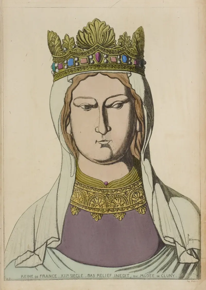 Frankrikes drottning, 1100-talet, tidigare opublicerat basrelief från Musée de Cluny av Raphaël Jacquemin