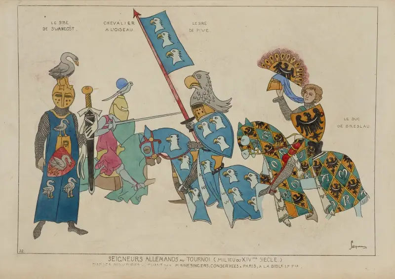 Seigneurs Allemands au Tournoi. (Milieu du XIVme siecle.) von Raphaël Jacquemin