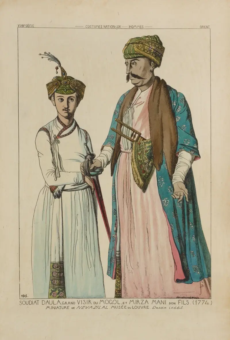 Soudiat daula, Großwesir des Moguls, und Mirza Mani, sein Sohn (1774) von Raphaël Jacquemin