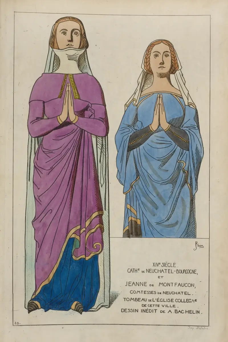 XIVe siècle. Katedralen i Neuchâtel-Bourgogne och Jeanne de Montfaucon, grevinnor av Neuchâtel av Raphaël Jacquemin