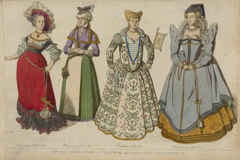 XVIe siecle. Dames de France et D’Allemagne. D’apr[res] Holbein, Weigel, Joos de Boscher, etc. av Raphaël Jacquemin