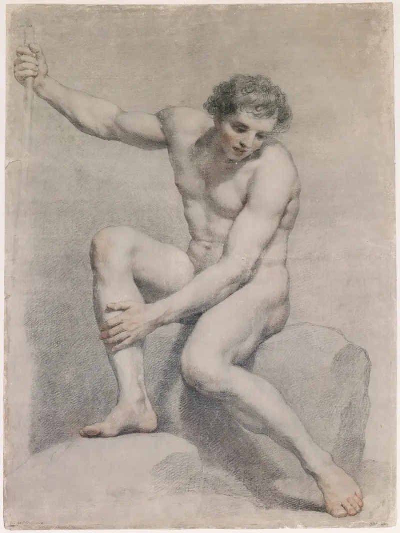 Sittande manlig akt av Anton Raphael Mengs
