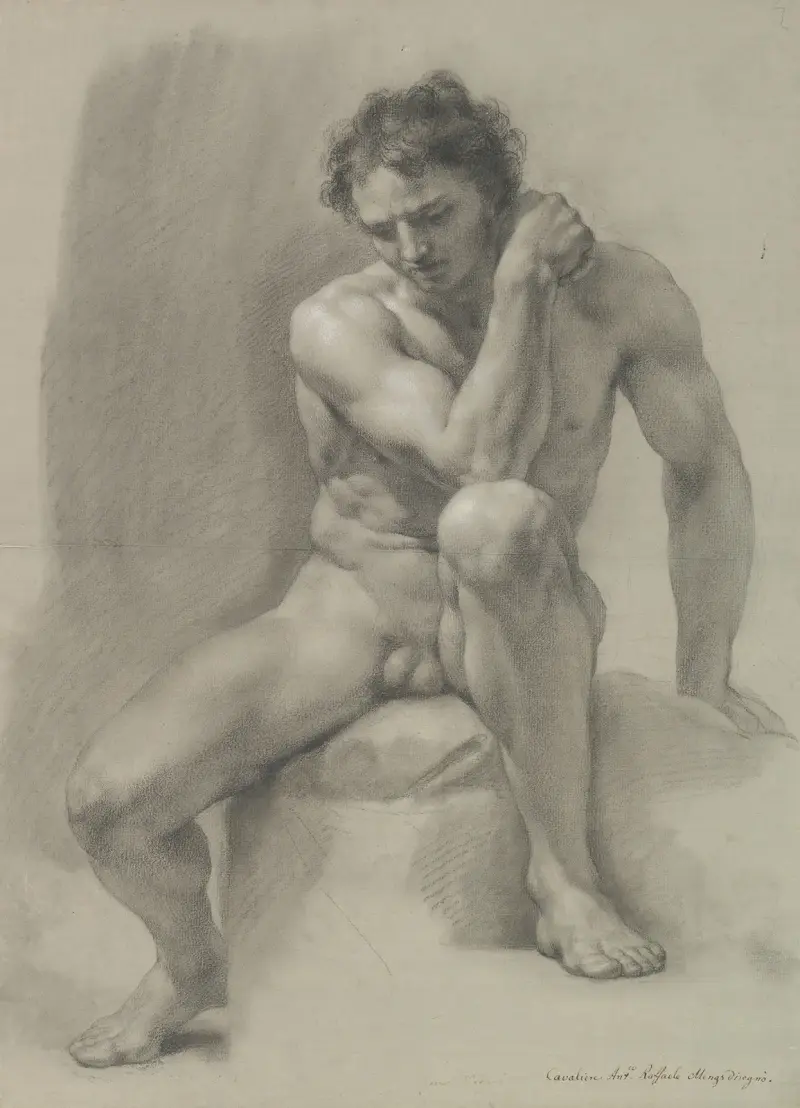 Sittande naken man av Anton Raphael Mengs