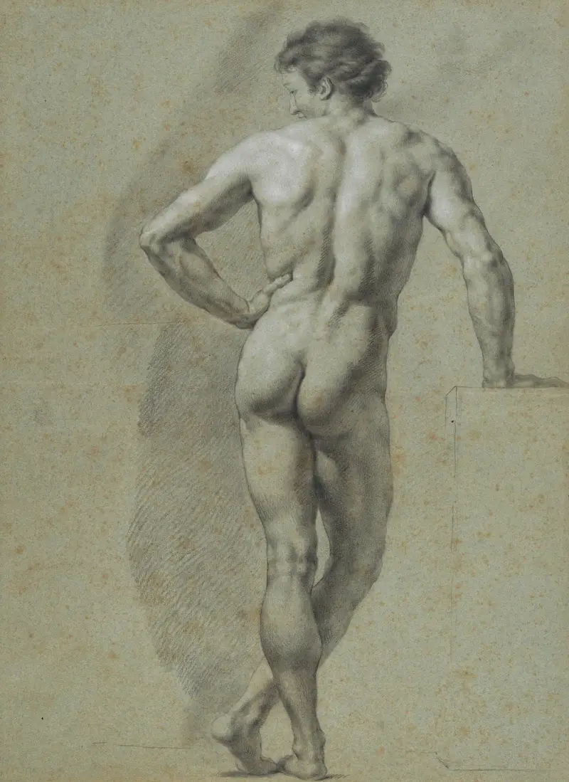 Stehender Rückenakt, den linken Arm eingestützt av Anton Raphael Mengs