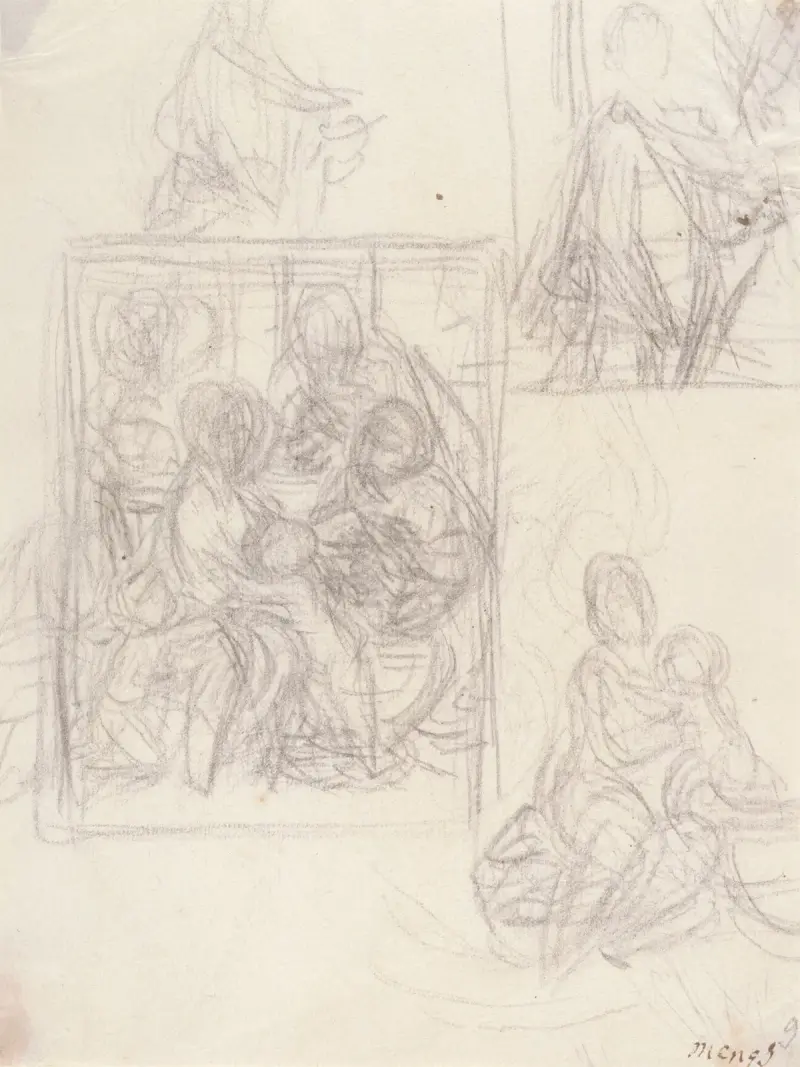 Studies of the Madonna and Child av Anton Raphael Mengs