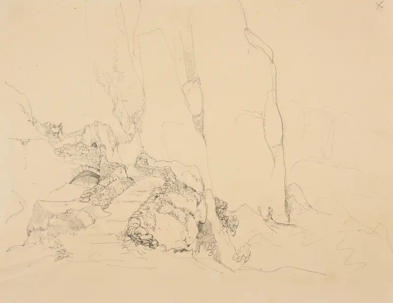 Väg längs bergssluttningen av Jacques-Raymond Brascassat