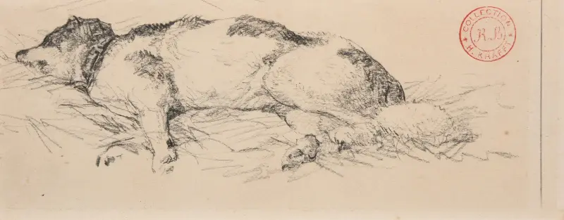 Liegender Hund von Jacques-Raymond Brascassat