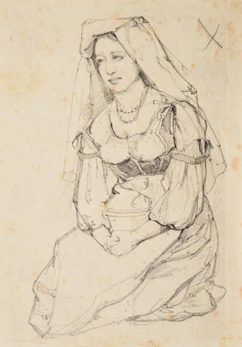 Étude de femme assise av Jacques-Raymond Brascassat