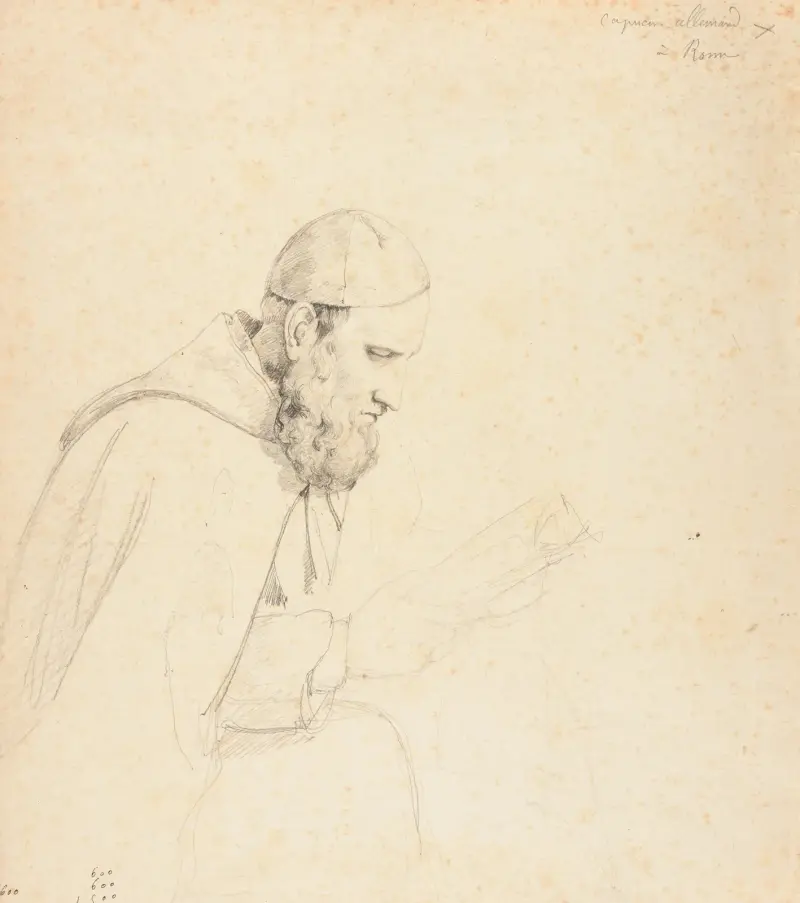 Studie av kapucinhuvud av Jacques-Raymond Brascassat