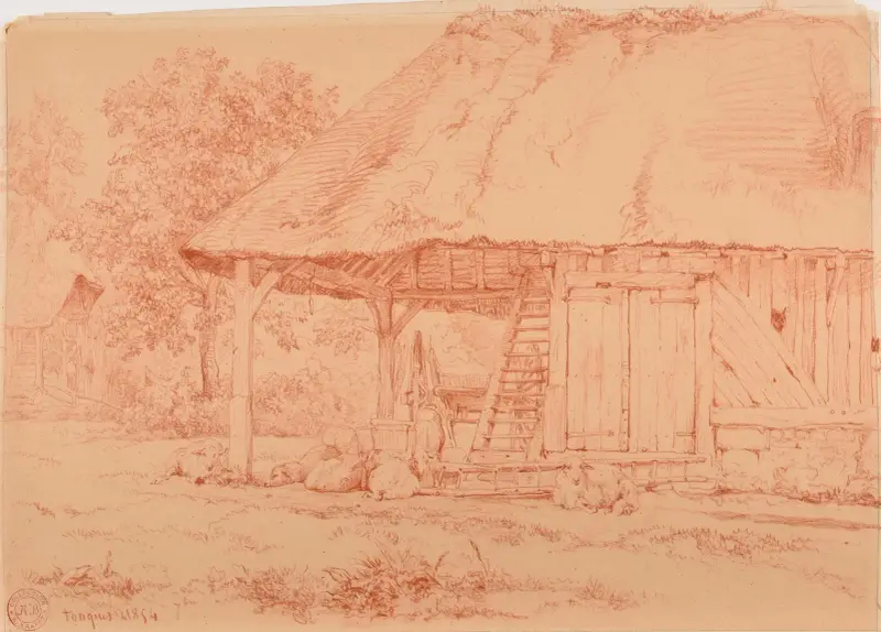 Interiör från en bondgård av Jacques-Raymond Brascassat