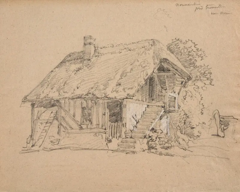 Hus nära Trouville av Jacques-Raymond Brascassat