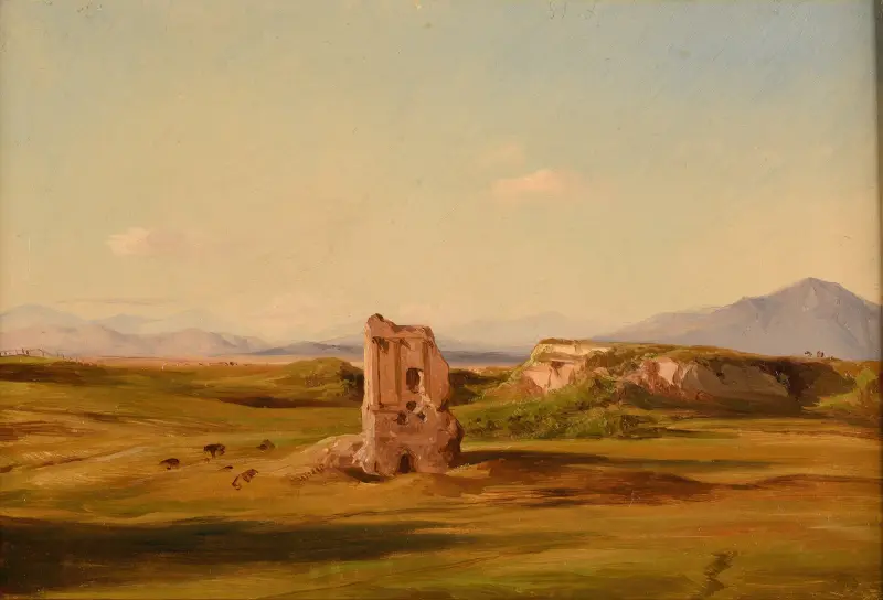 Monument funéraire sur la route entre Rome et le pont Nomentano av Jacques-Raymond Brascassat