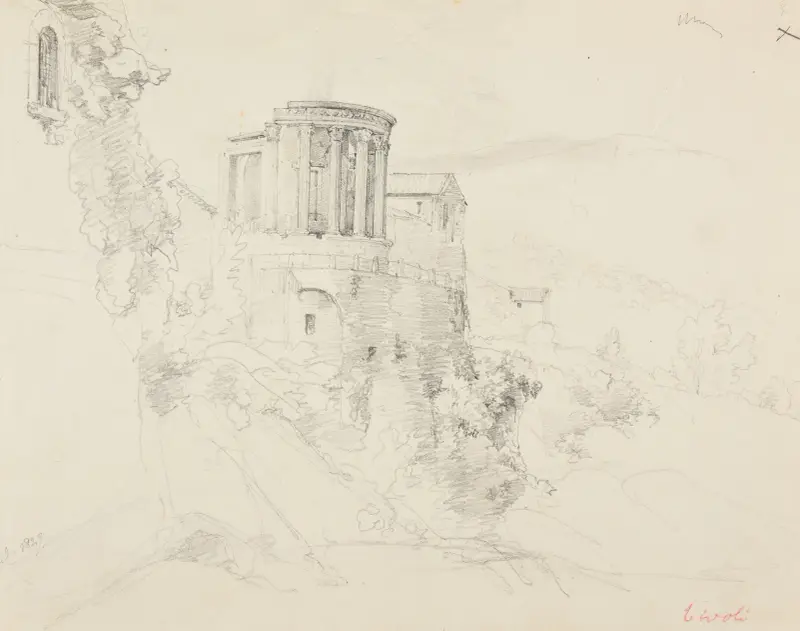 Antiker Tempel und Häuser in Tivoli von Jacques-Raymond Brascassat