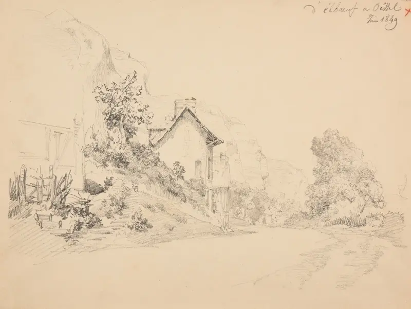 Dorf an der Straße von Elbeuf nach Oissel von Jacques-Raymond Brascassat
