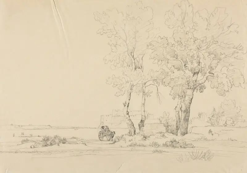 Vy av ett fort vid havet av Jacques-Raymond Brascassat