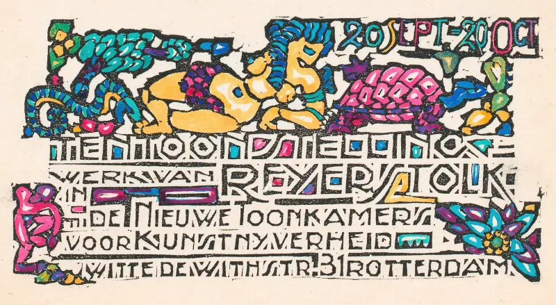 Aankondiging van een tentoonstelling van Reijer Stolk in Rotterdam av Reijer Stolk