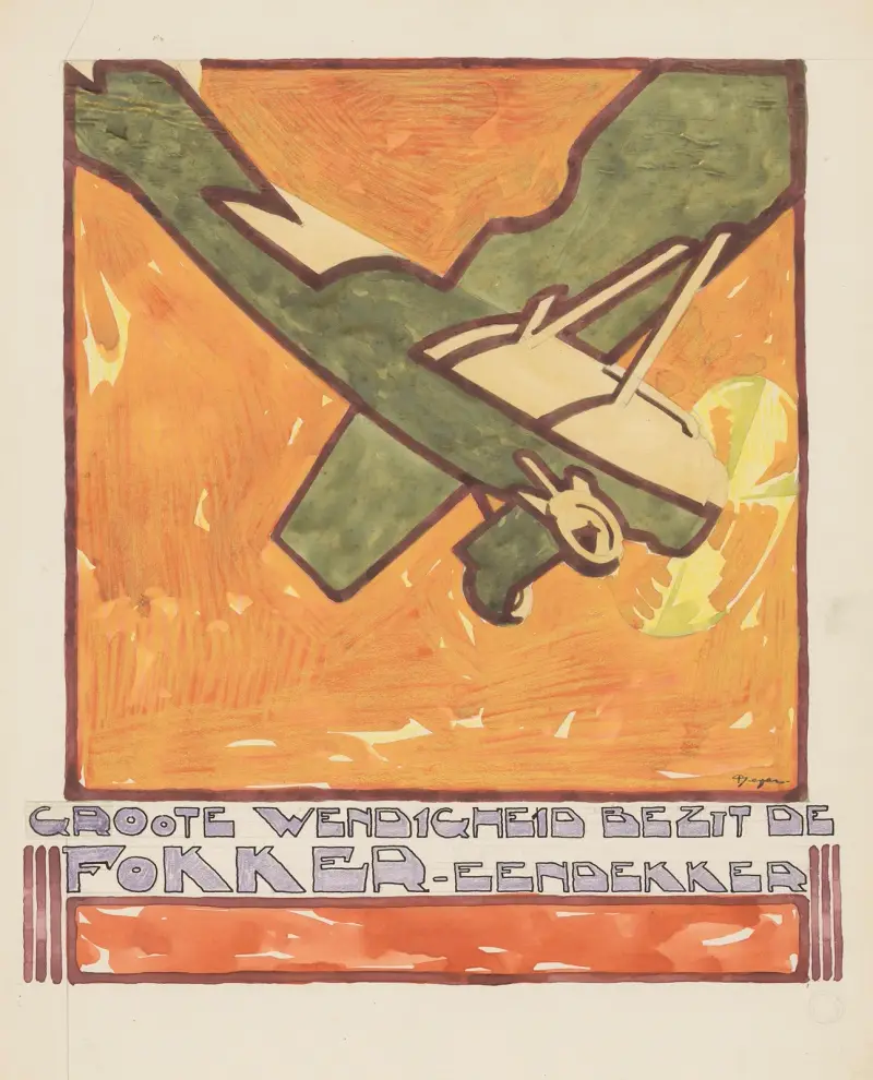 Ontwerp voor reclame voor de `Fokker-Eendekker’ av Reijer Stolk