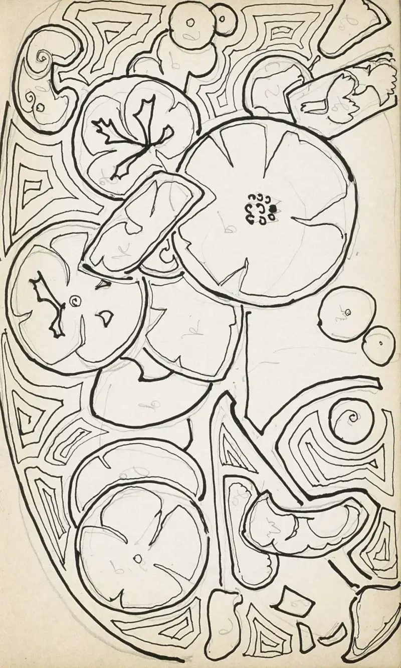 Ornament mit Blumen und Blättern von Reijer Stolk