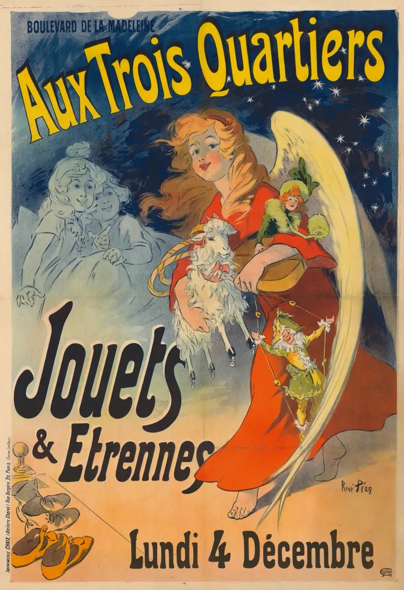 Aux Trois Quartiers, Boulevard de la Madeleine. Jouets & Etrennes av René Péan