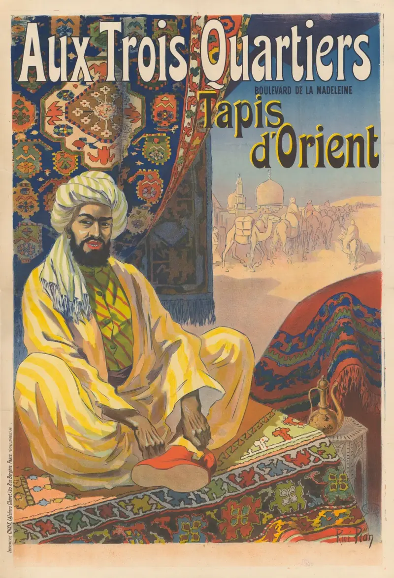 Aux Trois Quartiers. Boulevard de la Madeleine. Tapis d’Orient av René Péan