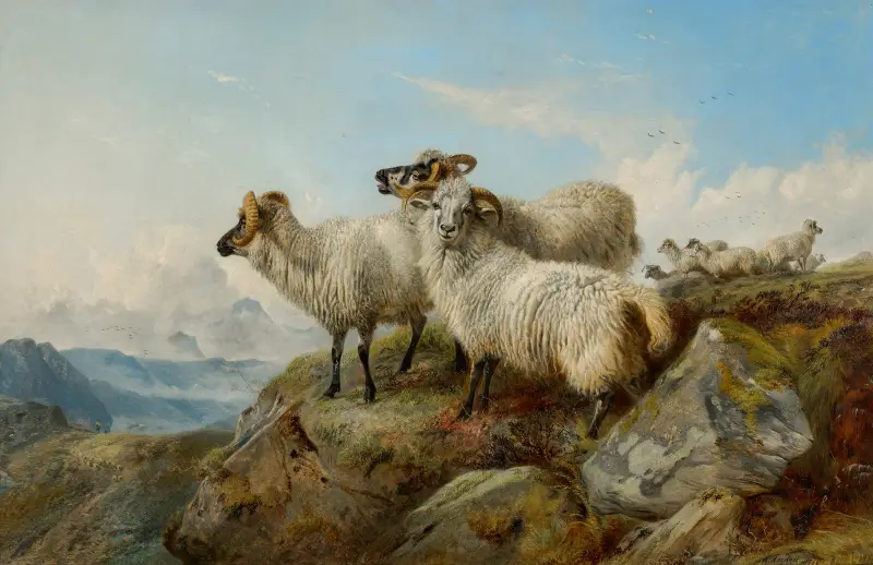 Gebirgslandschaft mit Schafen von Richard Ansdell