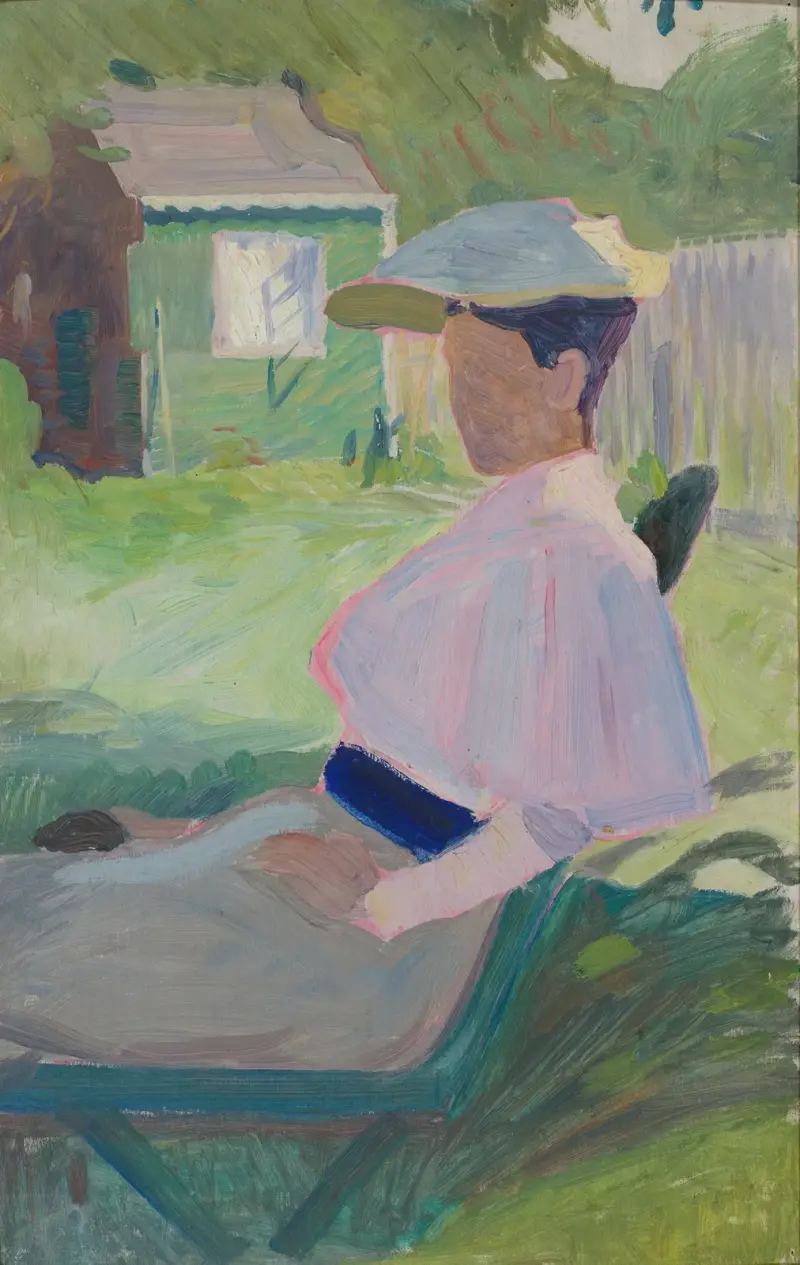 Kvinna på trädgårdsstol, Visby av Richard Bergh