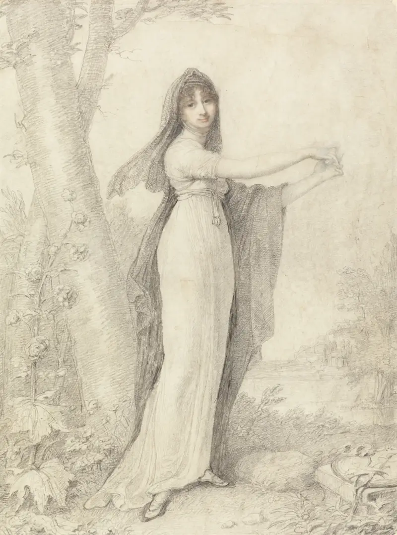 Portrait of a Lady Standing near a Lake av Richard Cosway