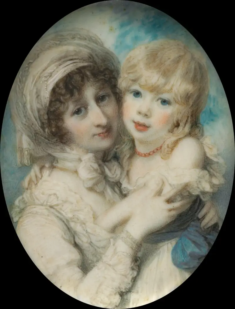 Portrait of Catherine Clemens and Her Son, John Marcus Clemens av Richard Cosway