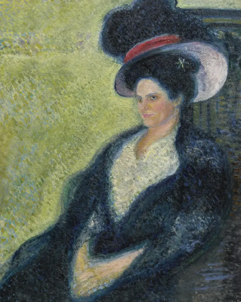 Dame mit Federhut av Richard Gerstl