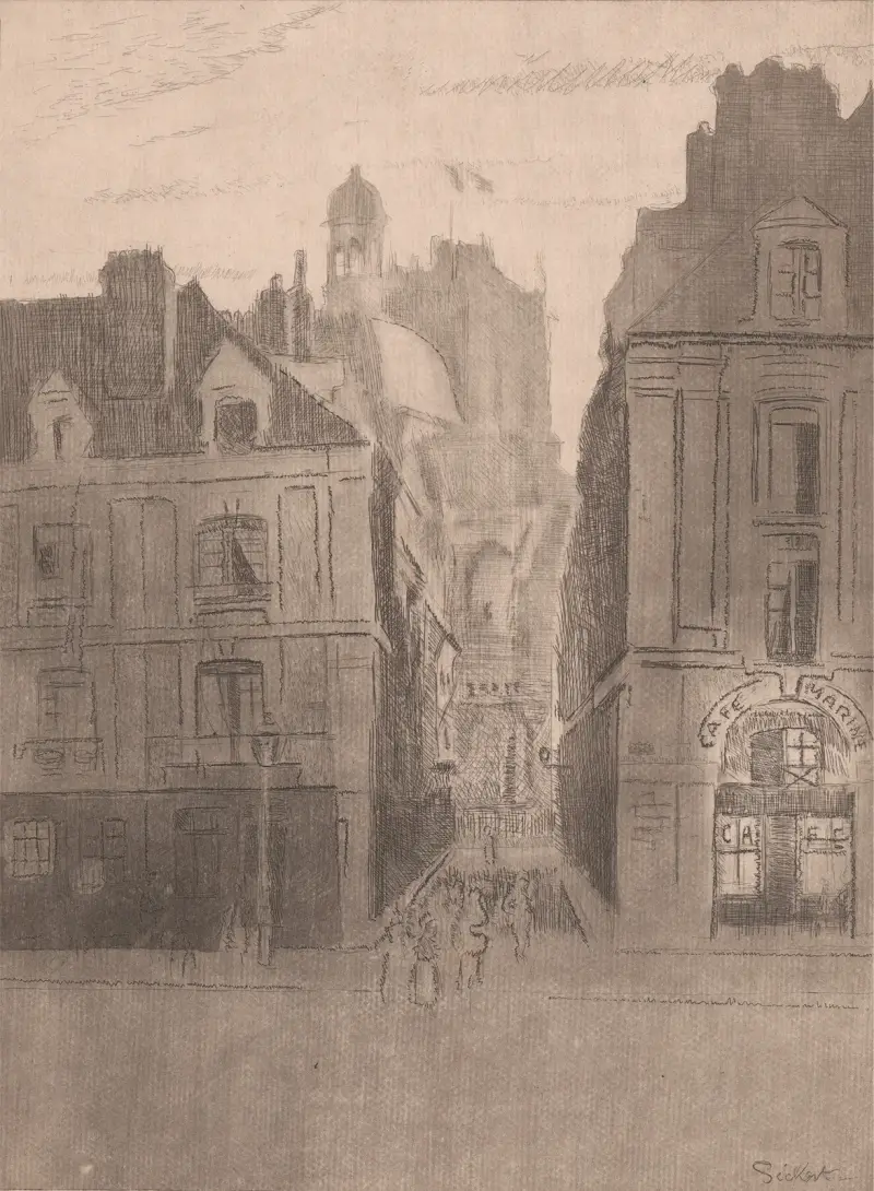 Dieppe, La Rue Notre Dame av Walter Richard Sickert