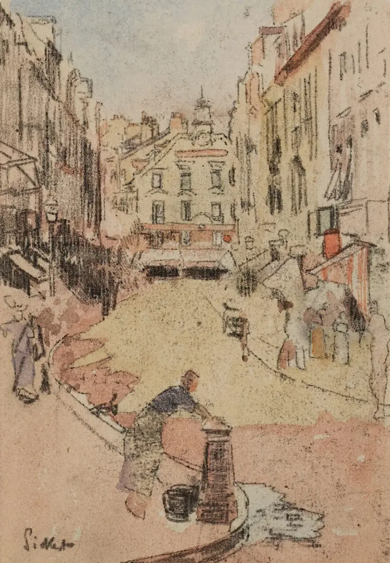 Den smutsiga brunnen, Rue de la Barre och Café des Tribunaux av Walter Richard Sickert