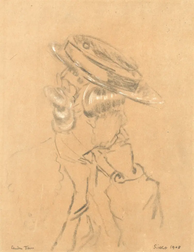 Studie av flicka i stråhatt av Walter Richard Sickert