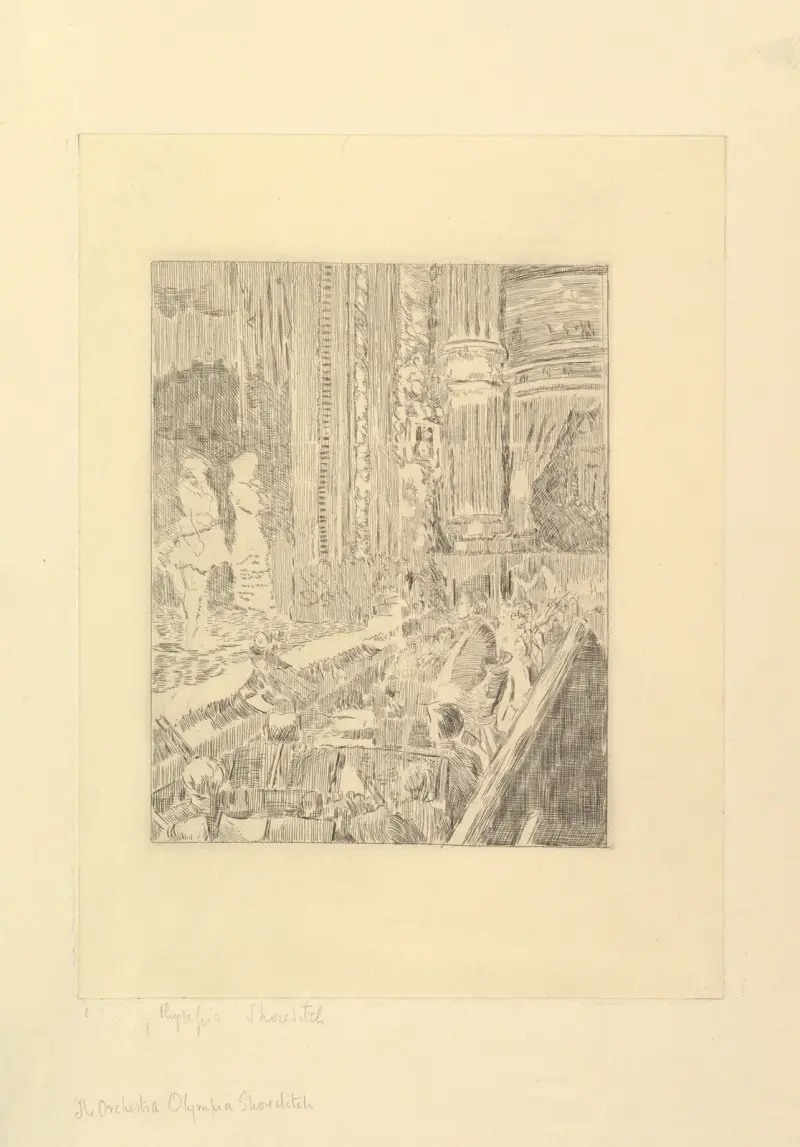 The Orchestra of the Olympia, Shoreditch av Walter Richard Sickert