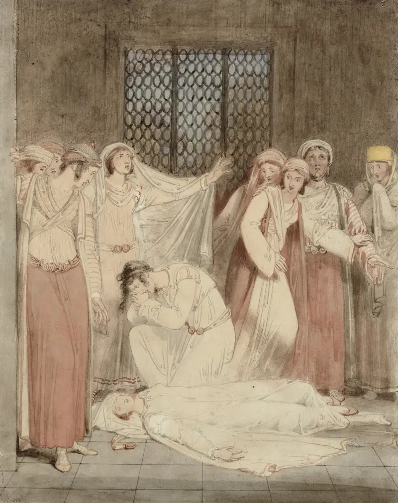 Szene aus Henry Gally Knights Phrosyne, a Grecian Tale von Richard Westall