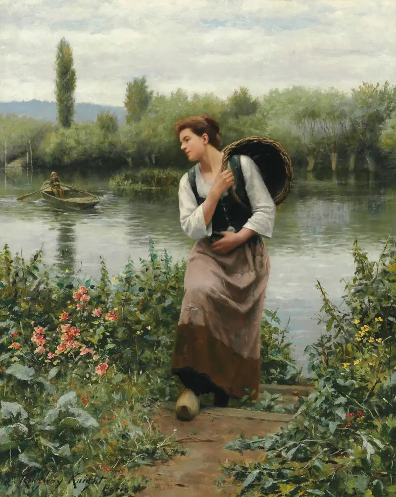 A Woman with a Basket av Daniel Ridgway Knight