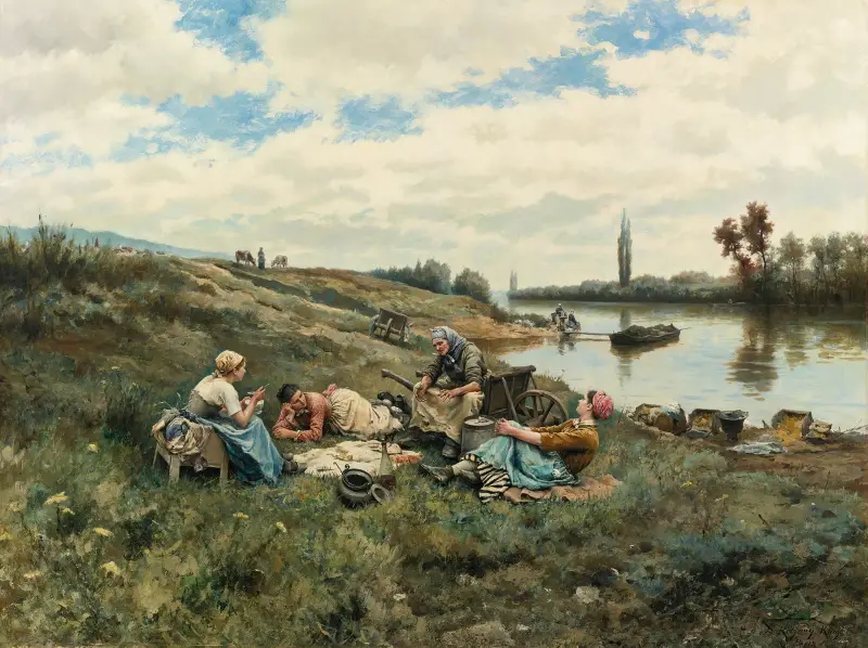 Après Un Déjeuner; Bords De La Seine av Daniel Ridgway Knight