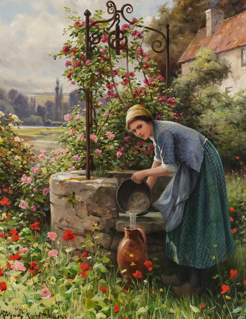 At the Garden Well, Paris av Daniel Ridgway Knight