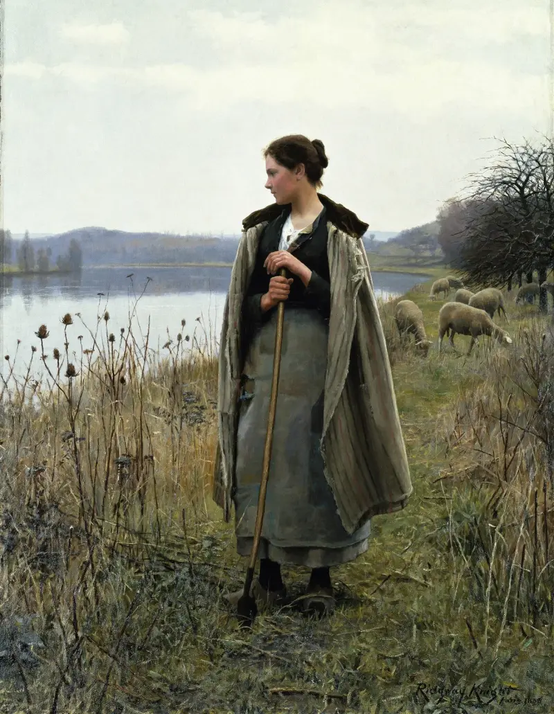 The Shepherdess Of Rolleboise av Daniel Ridgway Knight