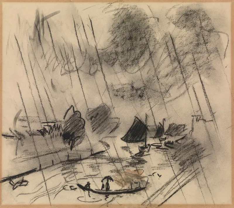 Kanal im Regen – Der Fährmann von Rik Wouters