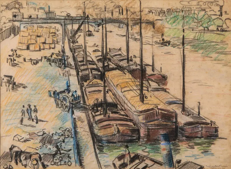Pråmar på Seine i Paris av Rik Wouters